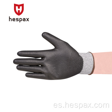 Guantes HPPPE duraderos de Hespax guantes PU anti-corte de guantes PU